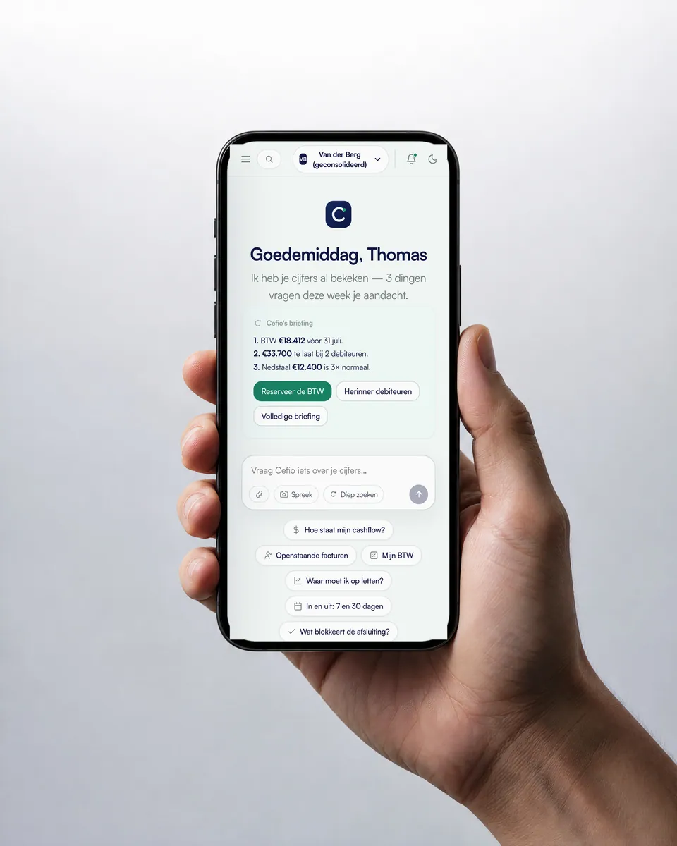 De dagelijkse briefing van Cefio op een telefoon